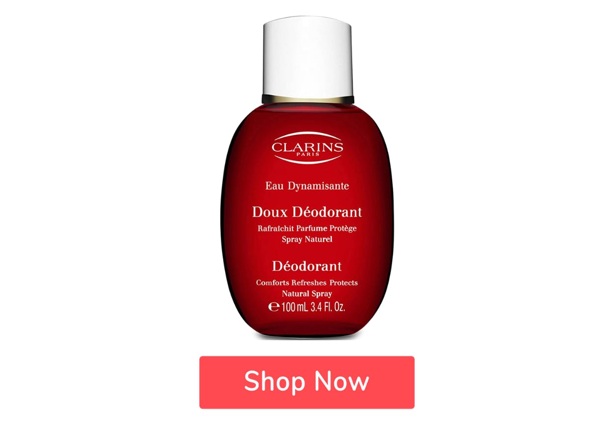 Clarins Eau Dynamisante Spray with Shop Now button